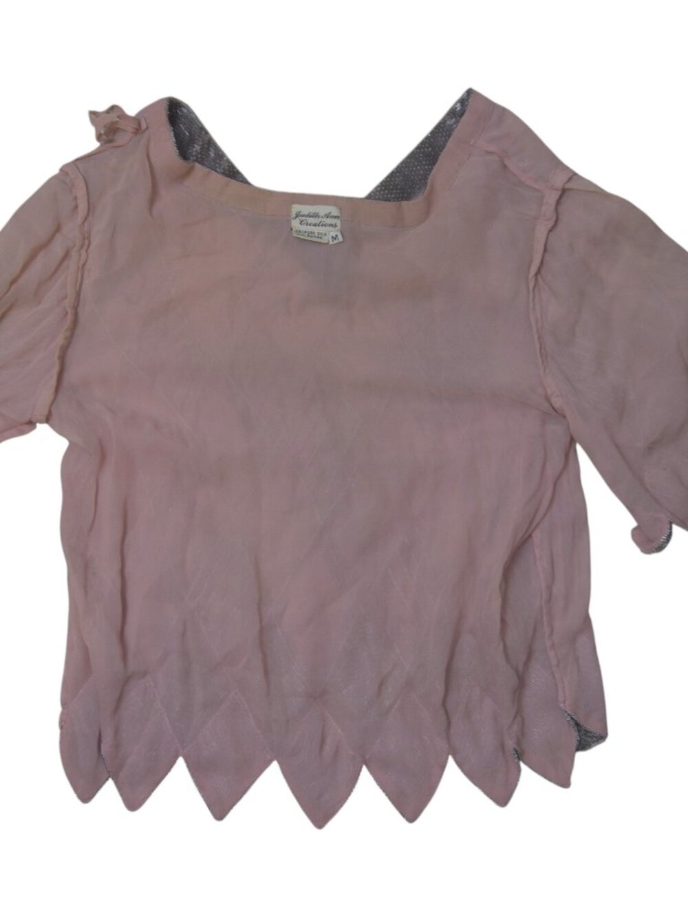 Judith Ann Creations 100% Silk Dusty Pink Silver Beaded Art Deco Top M - Picture 16 of 16